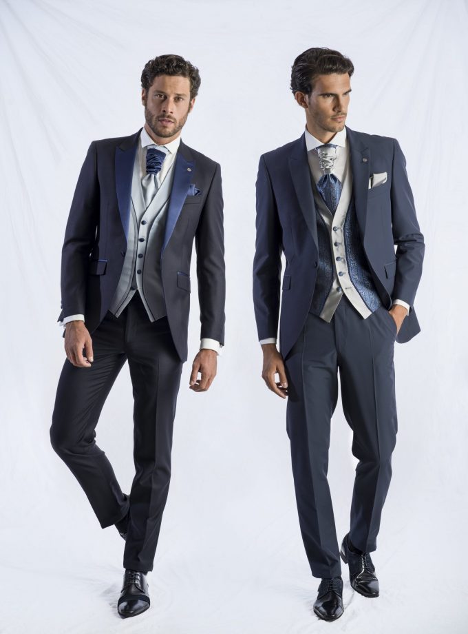 Costum ceremonie clasic cu inserții de mătase la rever FRC20P2-MH13