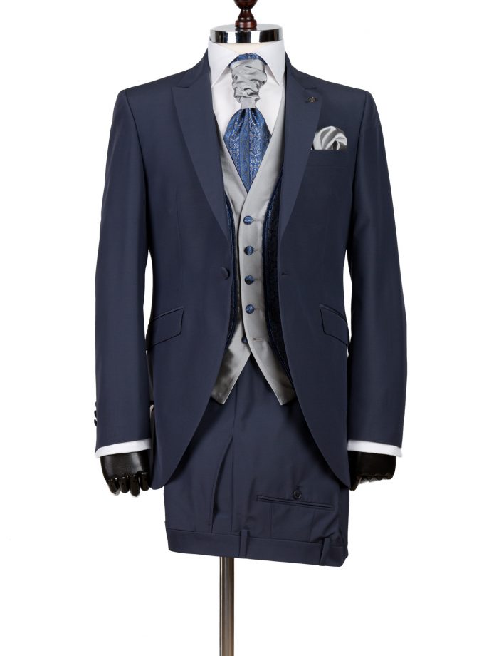 Costum ceremonie cu sacou tip redingotă albastru închis FRC20P2-MJ127