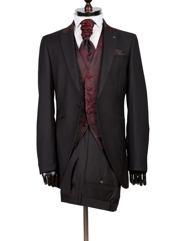 Costum ceremonie cu sacou tip redingotă negru FRC21P2-MH9_J84