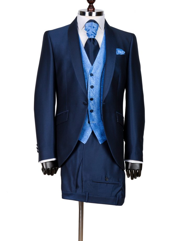 Costum ceremonie cu sacou tip redingotă bleumarin FRC28VP2-M44