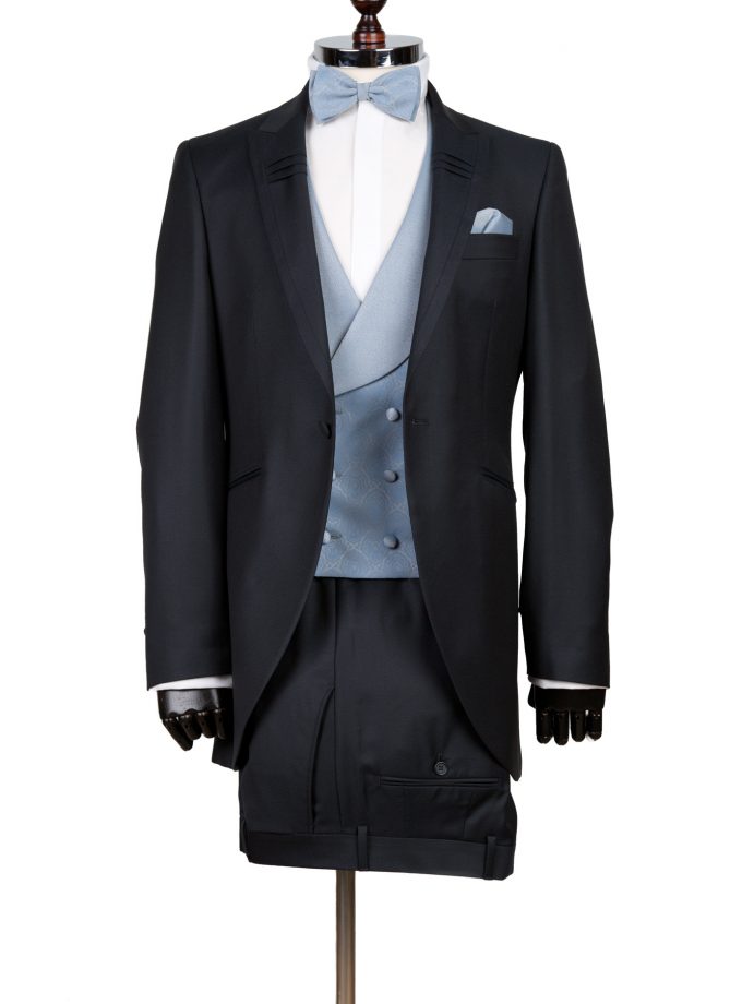 Costum ceremonie cu sacou tip redingotă negru FRC47P2-MH5