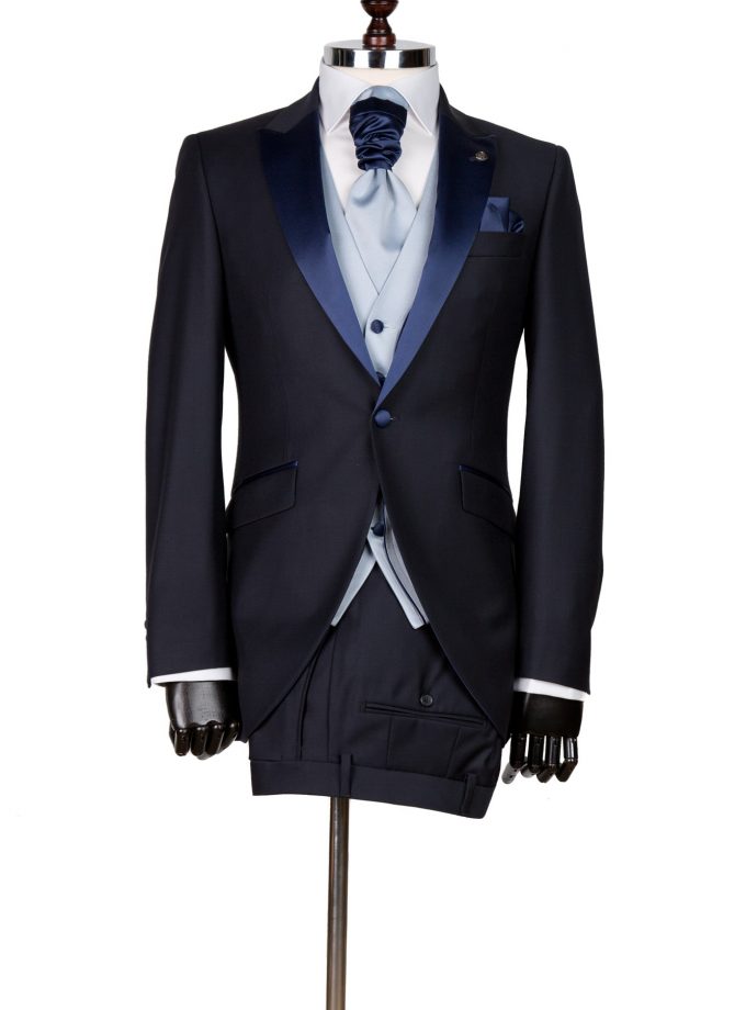 Costum ceremonie clasic cu inserții de mătase la rever FRC20P2-MH13