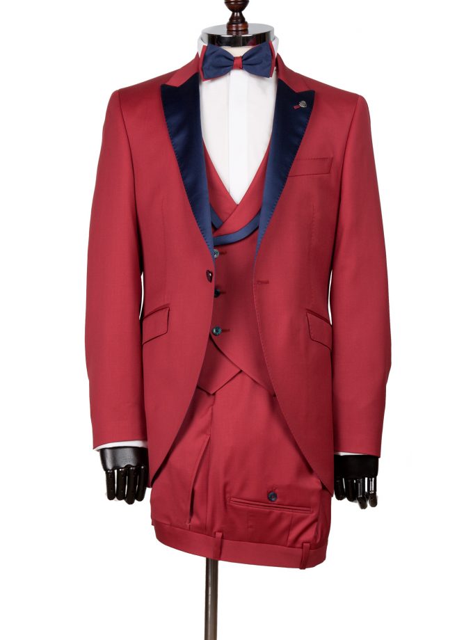 Costum ceremonie cu sacou tip redingotă roșu FRC20P50-MH106