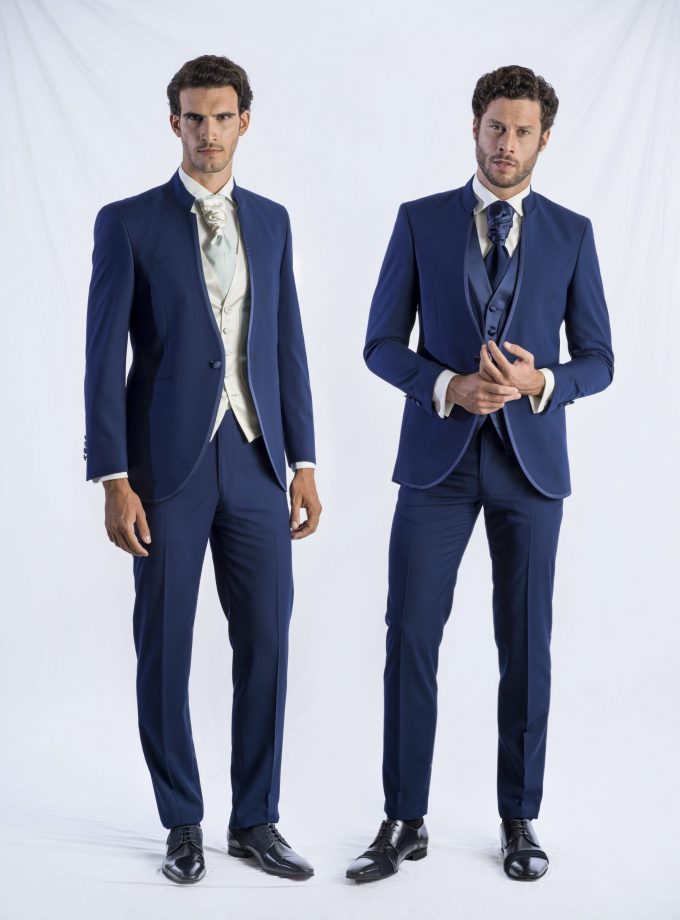 Costum ceremonie slim cu rever tunică bleumarin FRC700P2-MH39